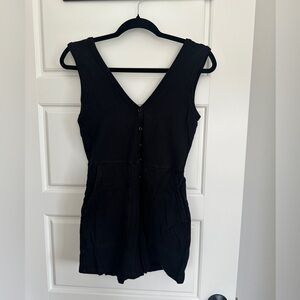 Franc Black Sleeveless Button-Up Romper